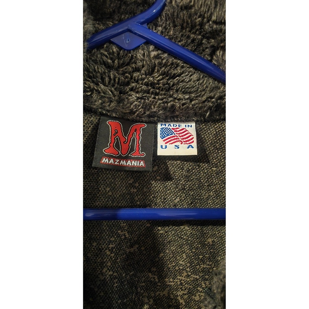 Mazmania Vtg Fleece Sweater Jacket Womens‎ S Black Horseback Hunters Dogs Woods - Picture 8 of 9